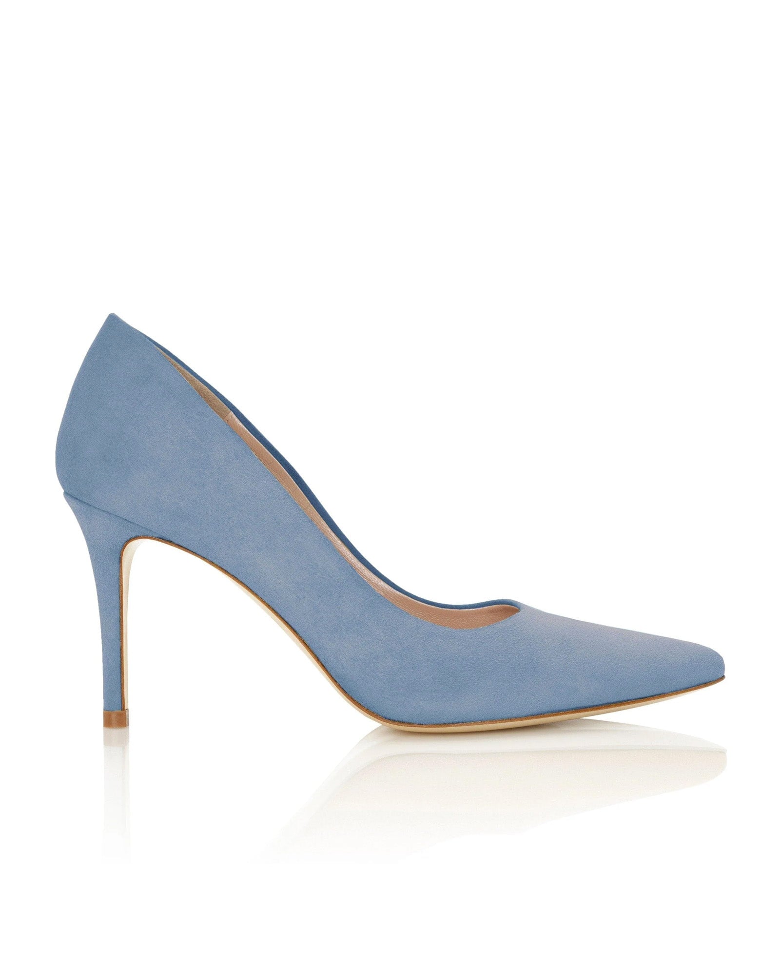 Claudia Powder Blue Suede Mid Heel Emmy London