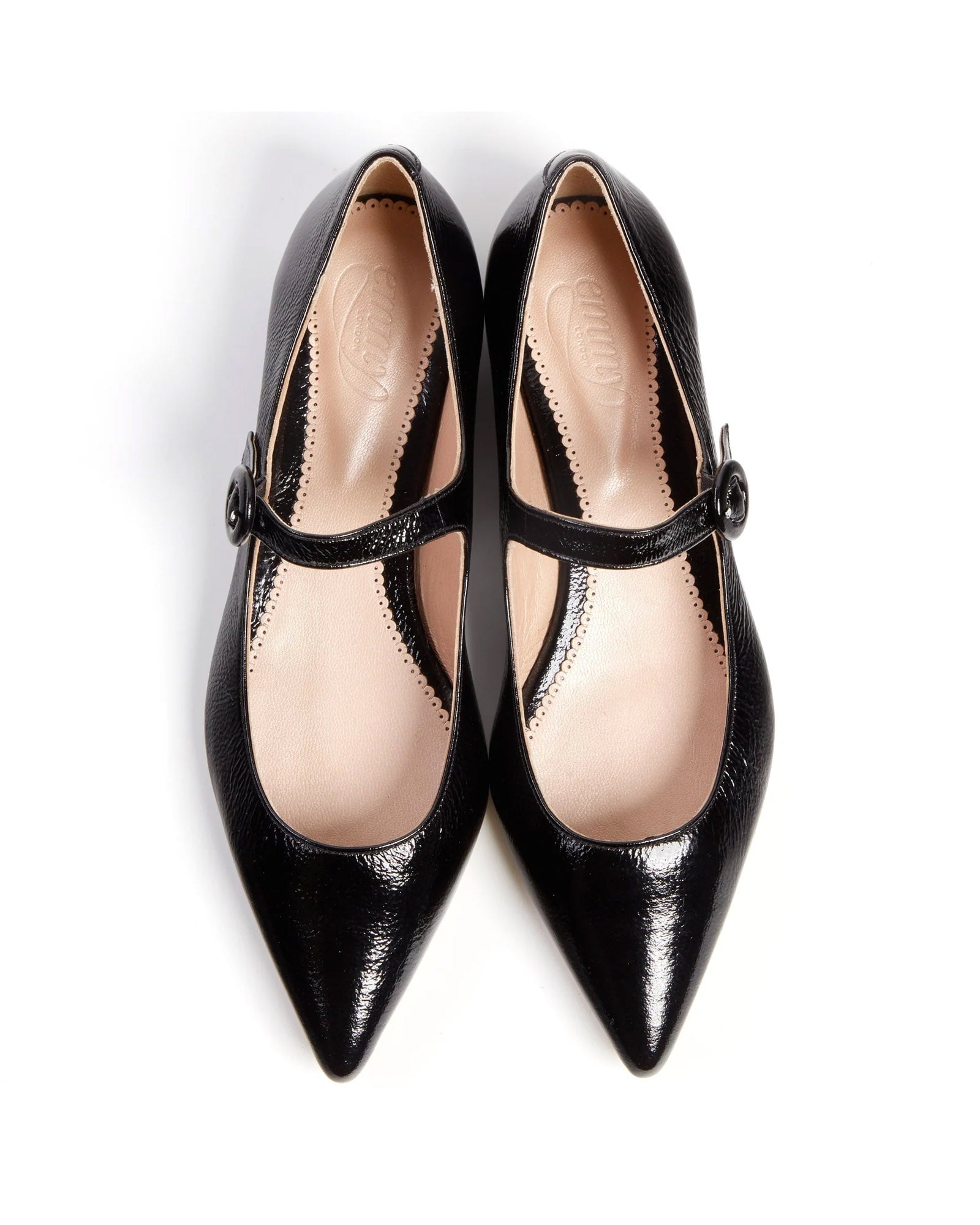 Eden Flat Patent Black Leather Fashion Shoe Black Leather Flat Shoe  image