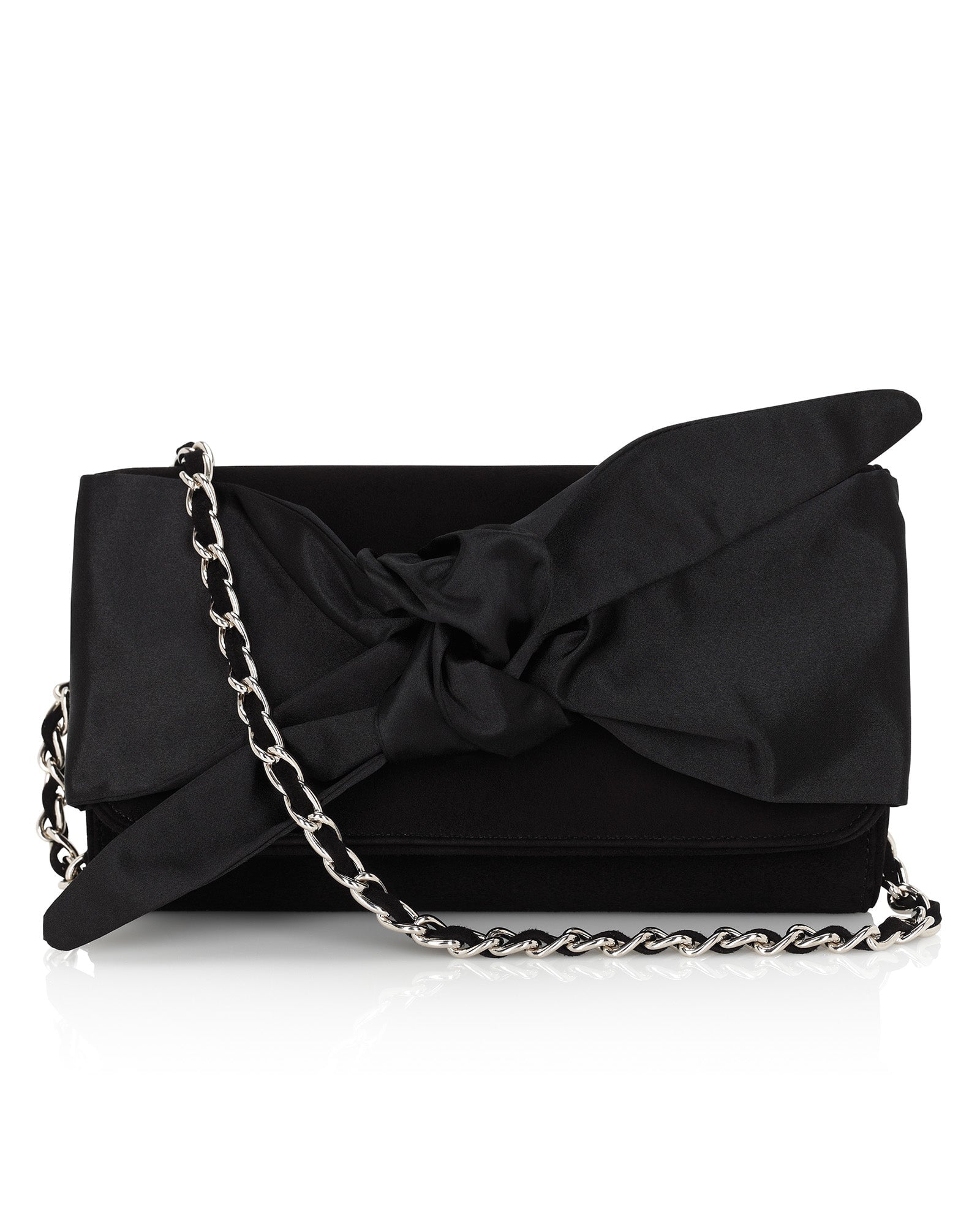 Florence Clutch Jet Black Occasion Bag Evening Clutch with Satin Bow  image