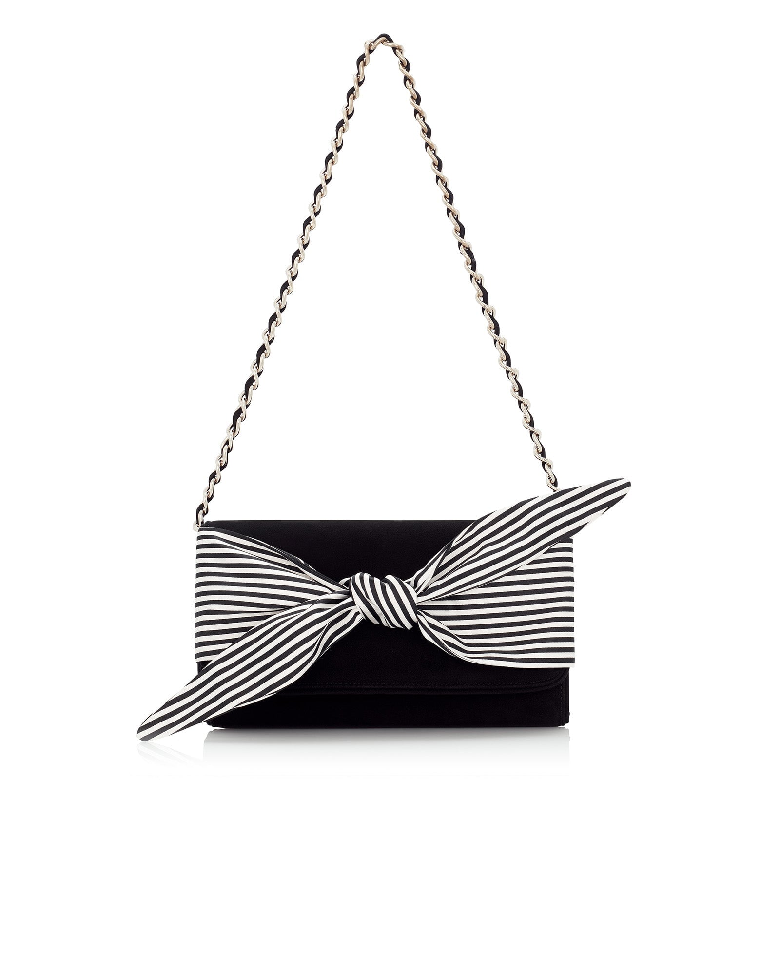 Florence Liquorice Clutch Occasion Bag Black Suede Clutch Bag with Print Satin Bow  image