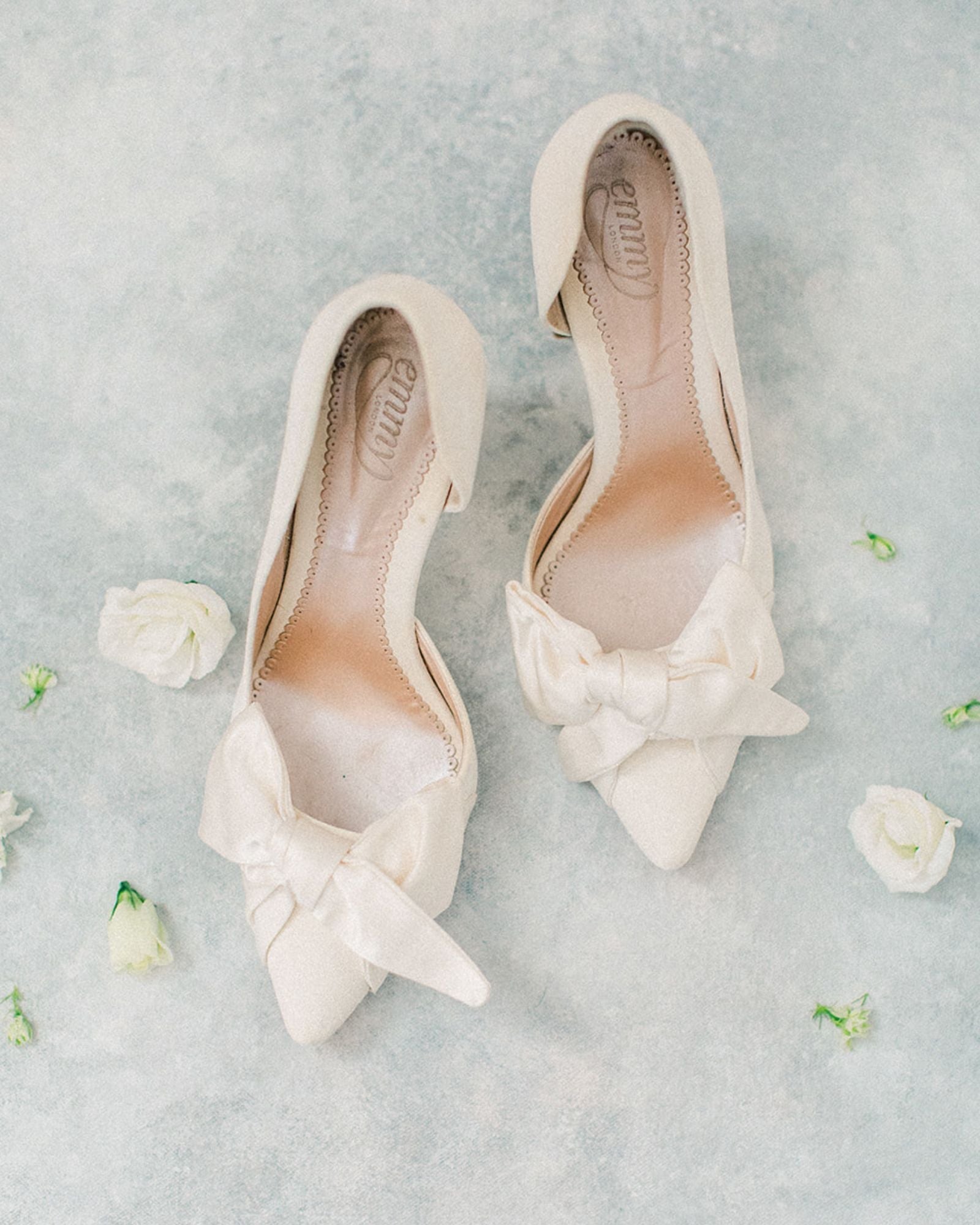 Florence Low Block Heel Bridal Shoe Ivory Suede Shoes with Satin Bow  image