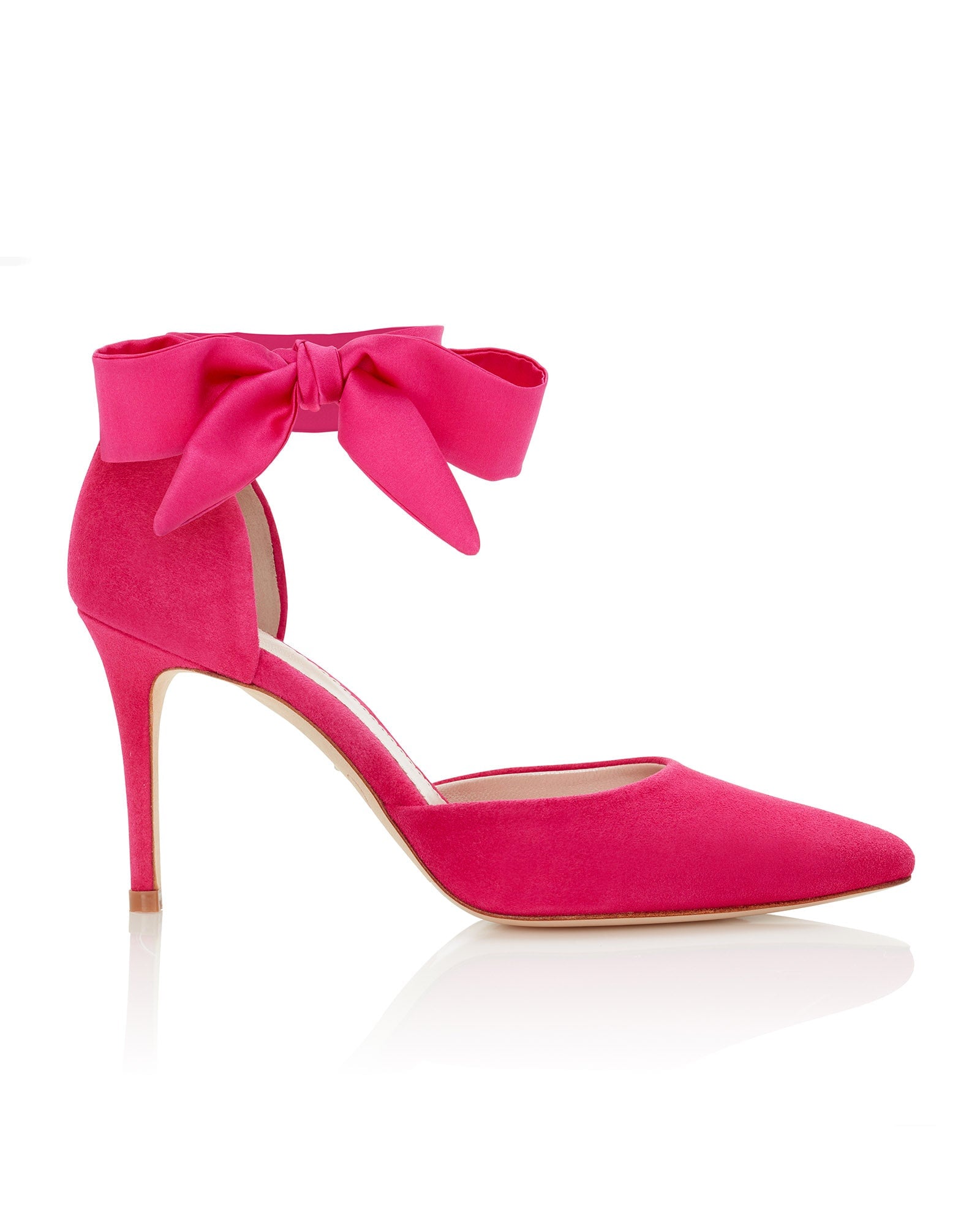 Harriet Mid Heel Fashion Shoe Pink Heels with Ankle Tie Sash  image