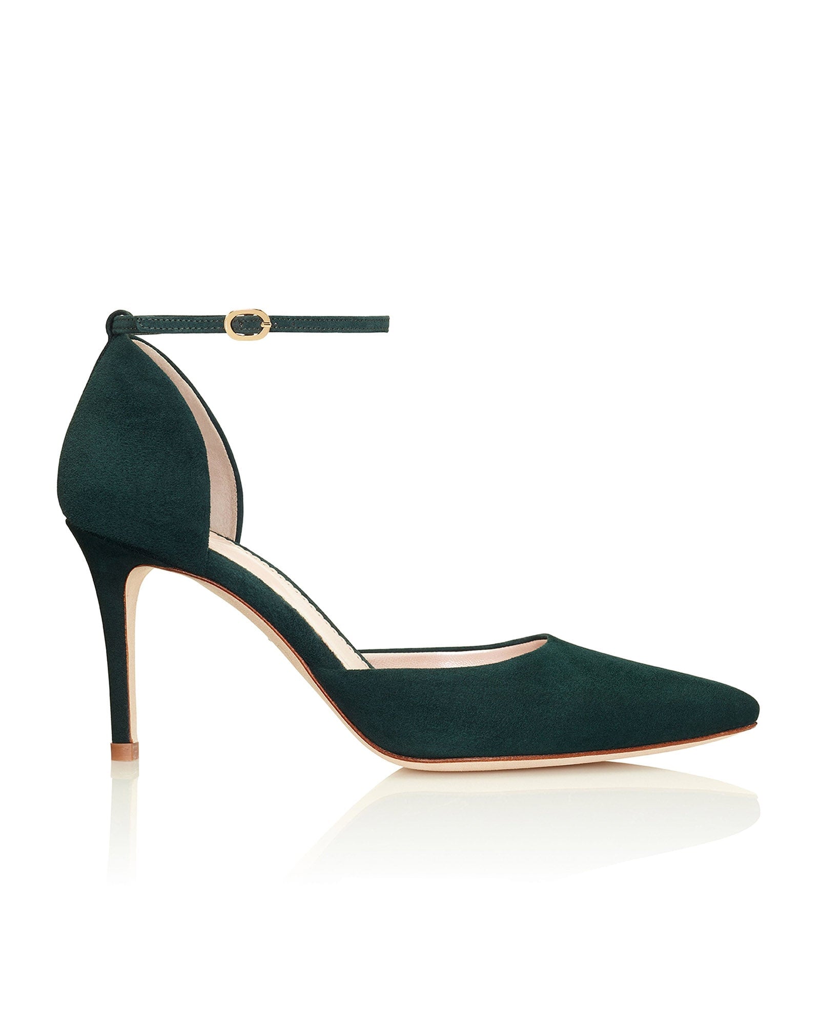 Harriet Greenery Fashion Shoe Dark Green Suede Court Shoes  image