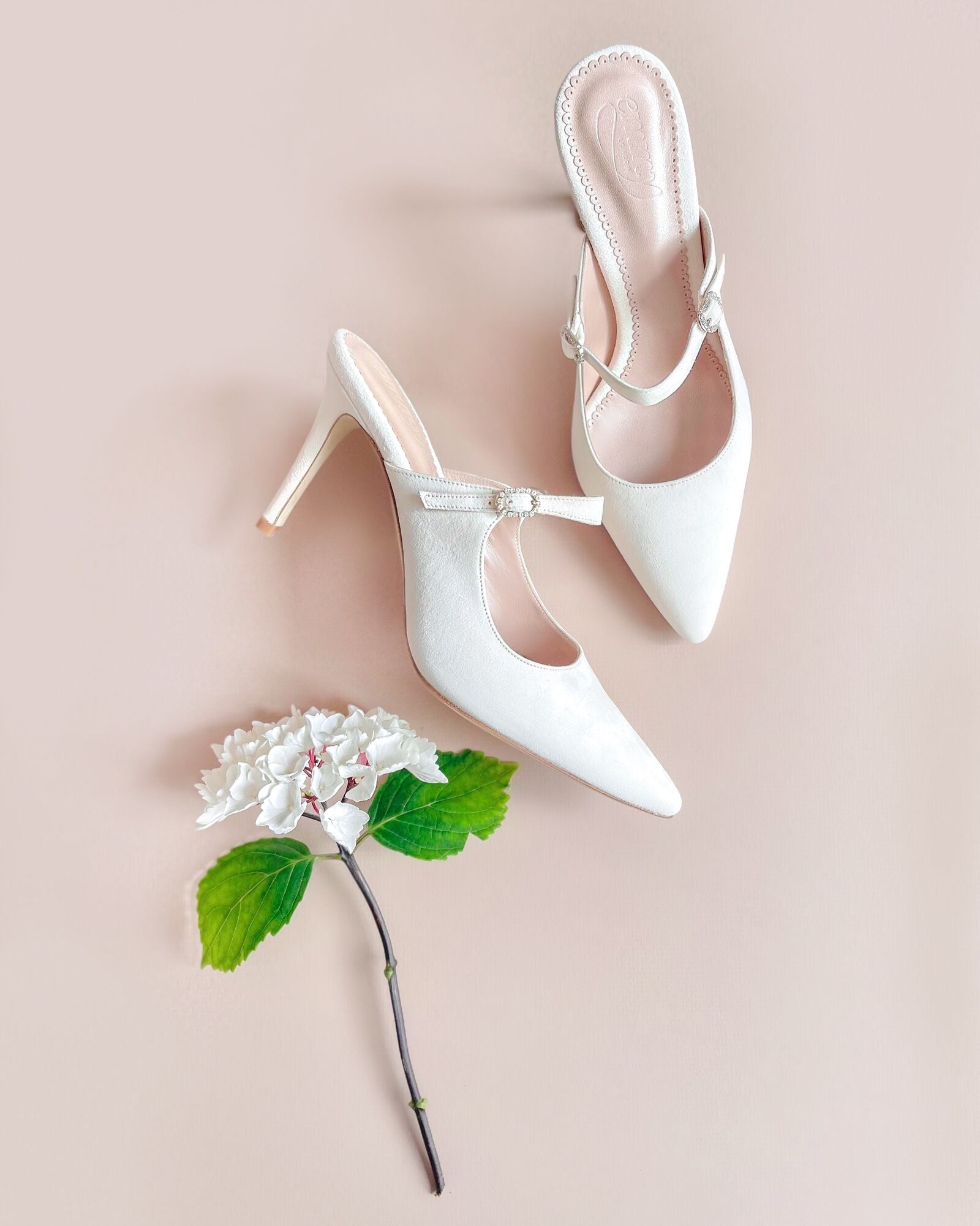 Isabel Mule Mid Heel Bridal Shoe Ivory Bridal Mule  image