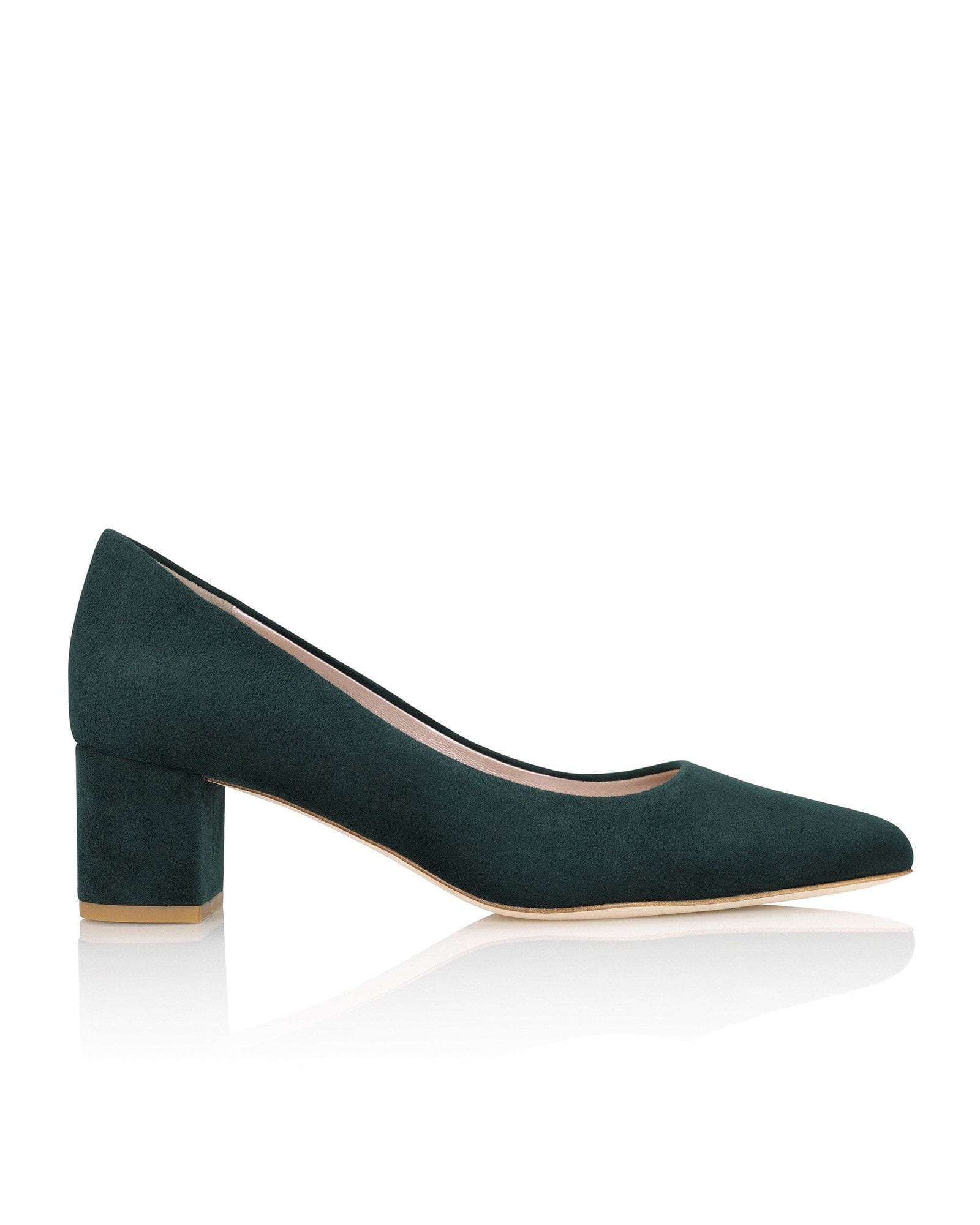 Josie Greenery Suede Low Block Heel Emmy London