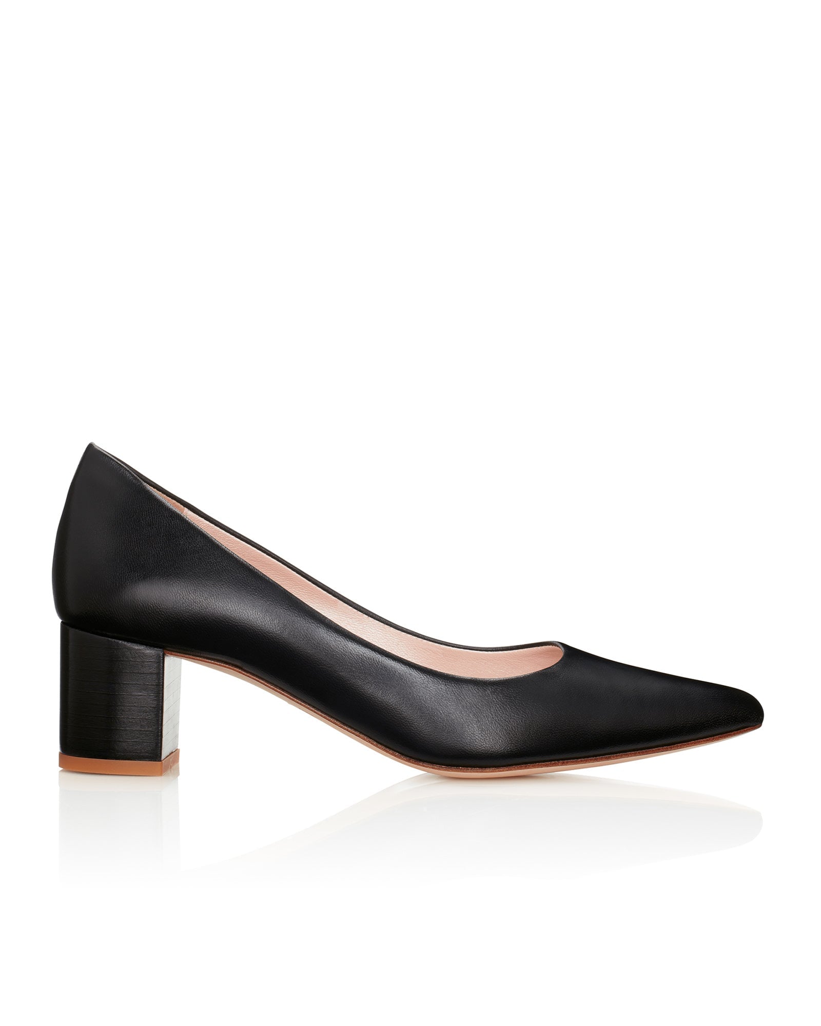 Josie Black Leather Low Block Heel Emmy London1