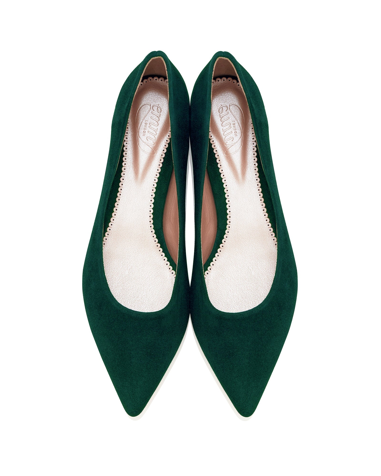 Lulu Greenery Fashion Shoe Green Suede Pointed Flat  image
