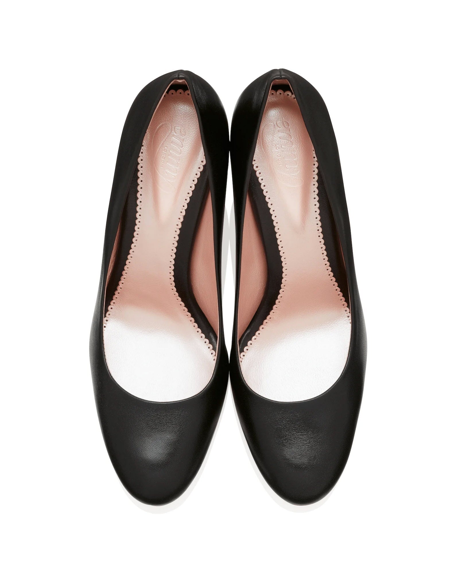 Mia Black Leather Fashion Shoe Block Heel Court Shoe  image