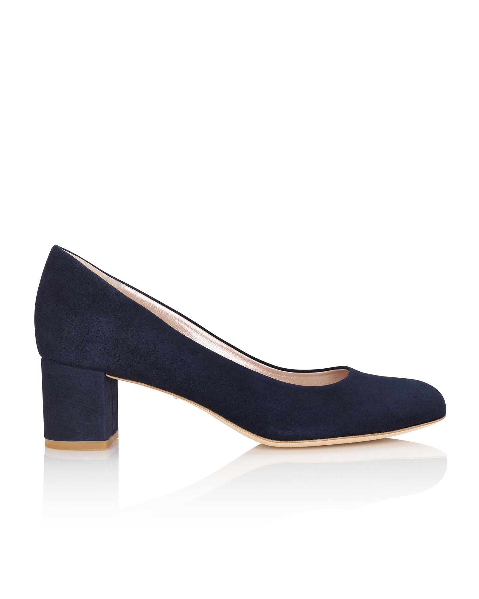 Josie Block Heel Navy Court Shoes Patent Blue Court Shoes Low Heel