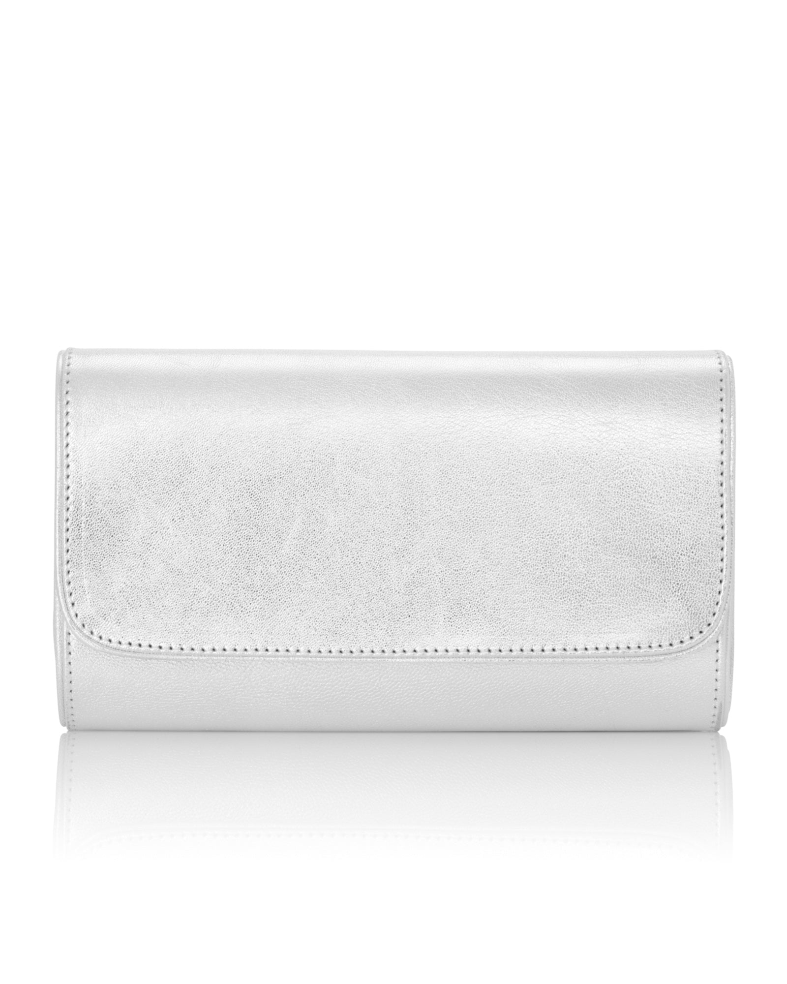 Natasha Silver Leather Clutch Bag Emmy London - Main Image