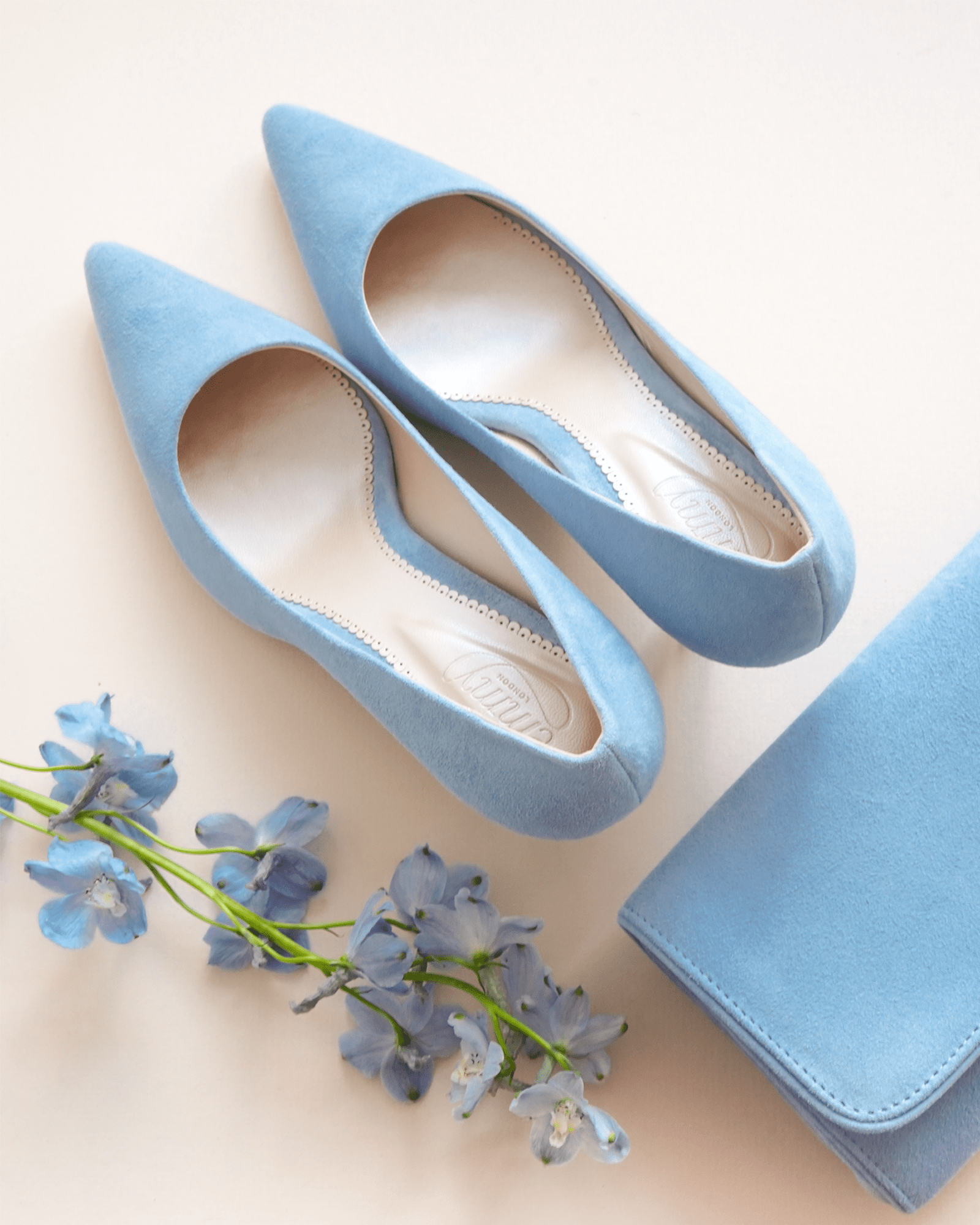 Olivia Mid Heel Bridal & Fashion Shoe Blue Suede Pointed Court Shoes  image