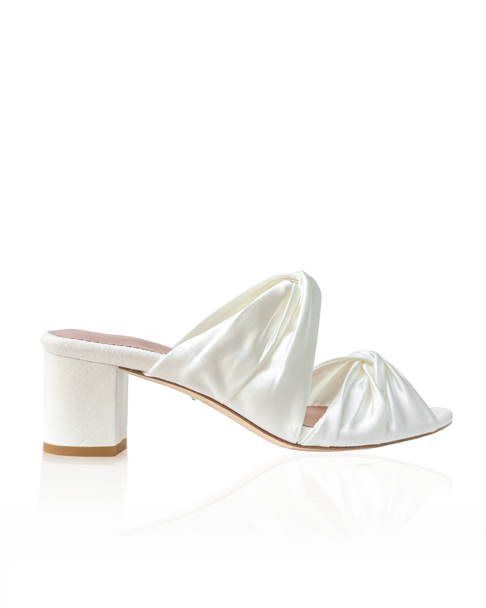 Sandy Mule Ivory Suede Low Block Heel Emmy London