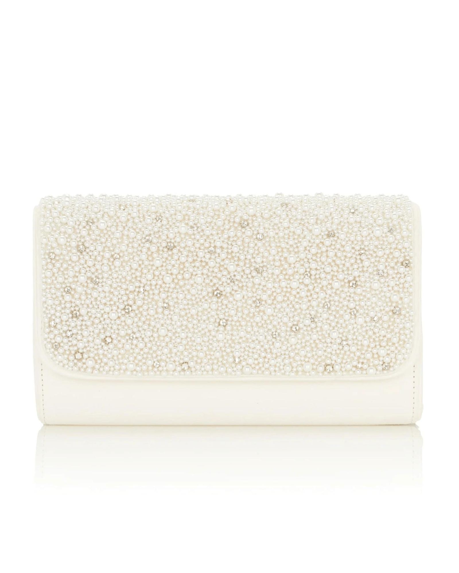 Natasha Clutch Bag Ivory Suede Oyster Pearl Shop now Emmy London