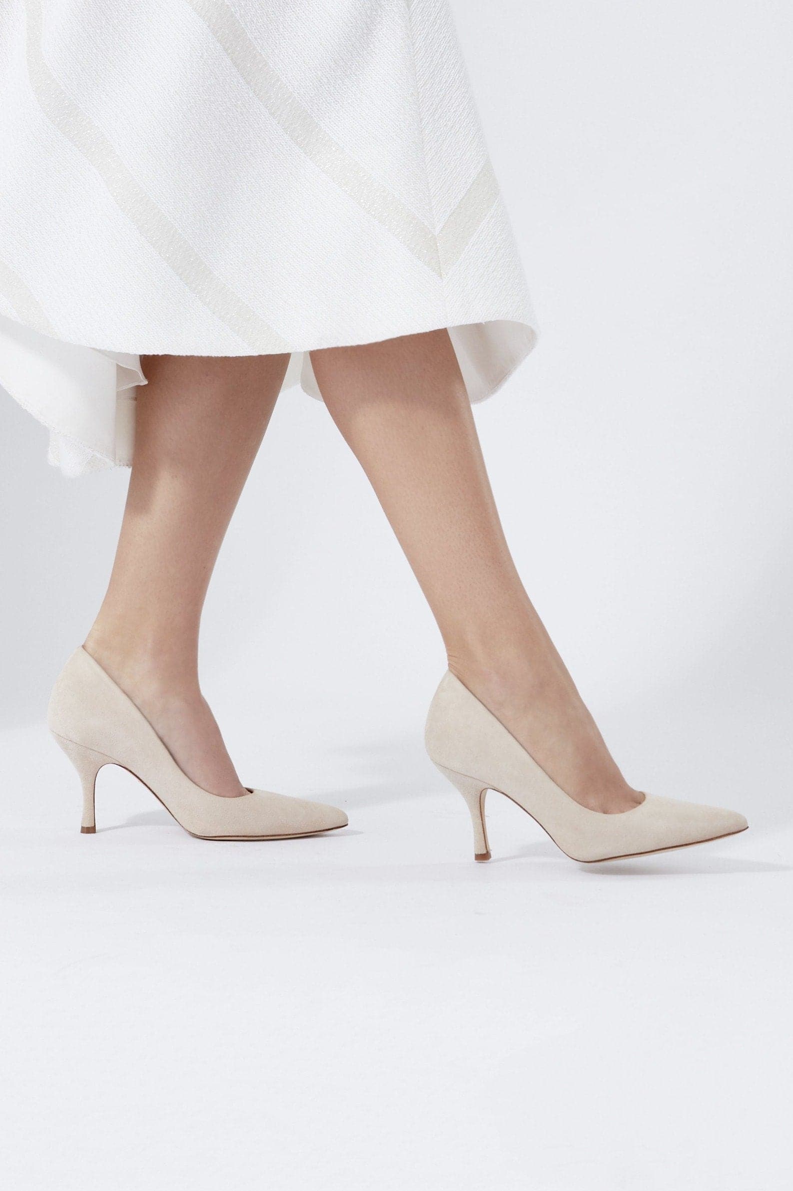 Olivia Blush Fashion Shoe Nude Pointed Suede Court Shoes image