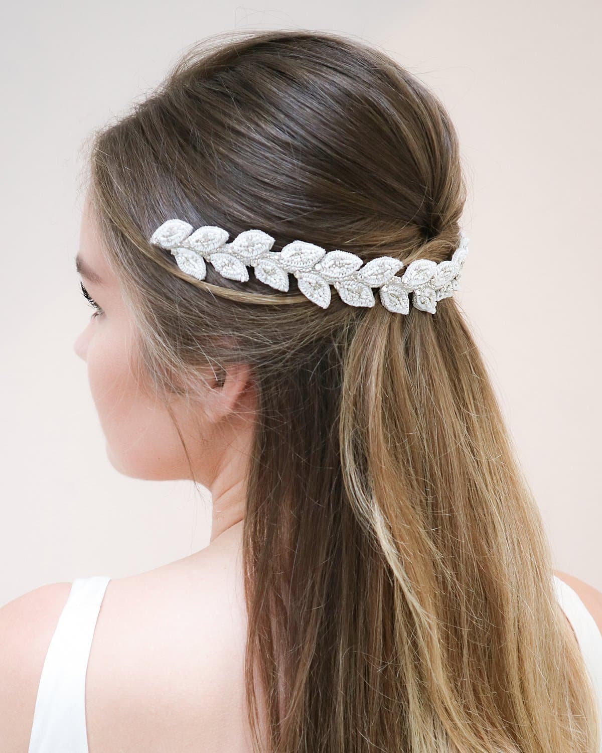 Flora Demi Halo Ivory Bridal Hair Accessory Floral Sequin Hair Decoration  image