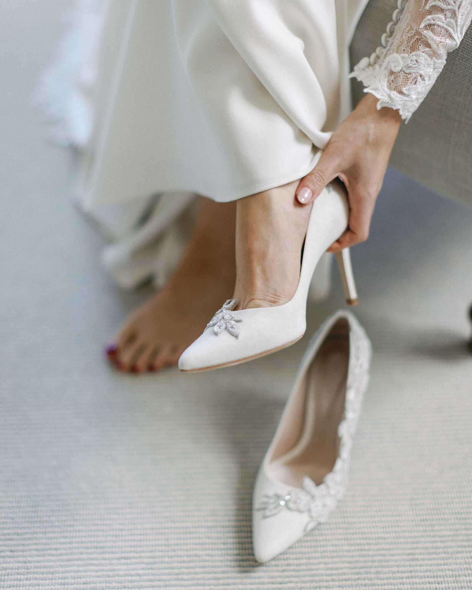Isadora Mid Heel Bridal Shoe Floral Embellished Ivory Shoes  image
