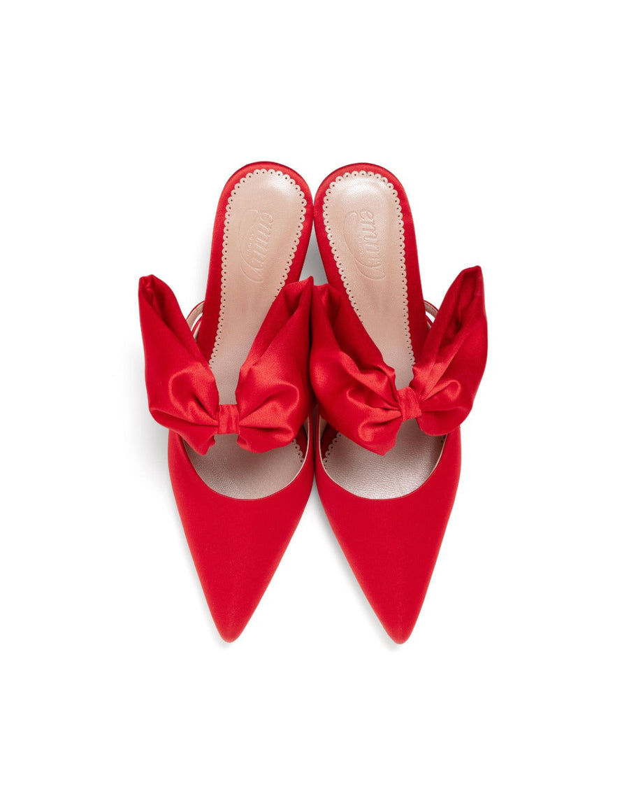 Georgina Mule Red Satin overhead view image