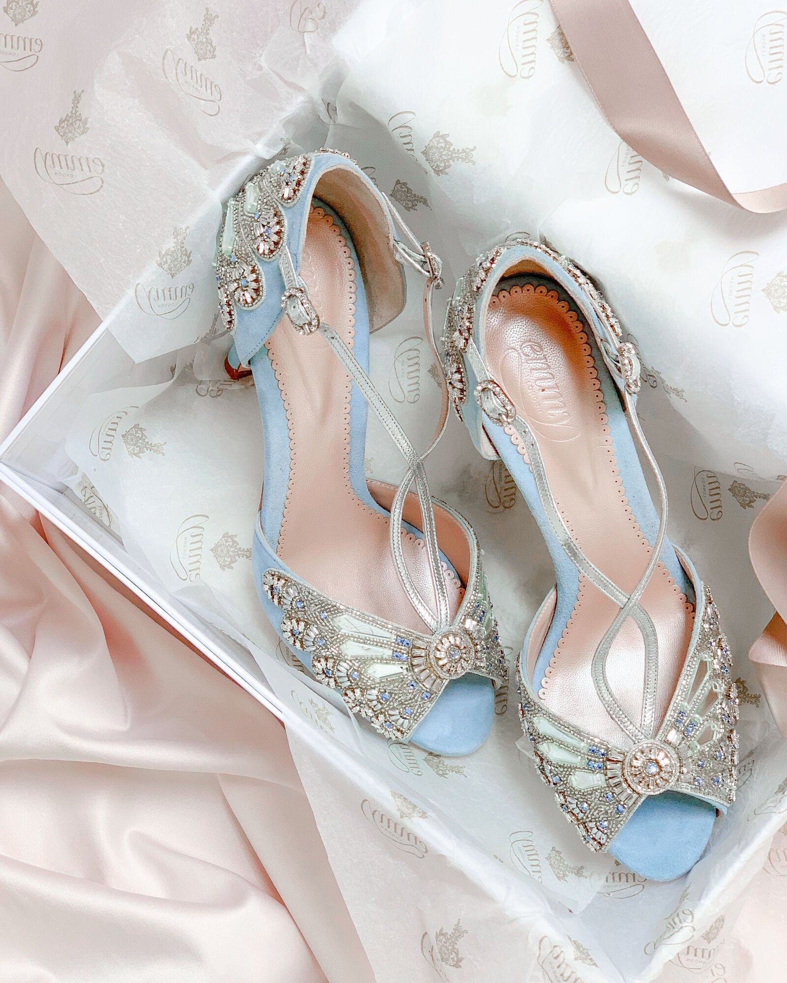 Bluebell High Heel Bridal Shoe Blue Embellished Wedding Shoes  image