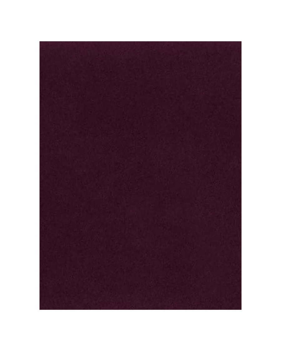 The image shows a square swatch of deep burgundy suede material. The background is plain and neutral, allowing the texture and color of the suede to stand out prominently. There are no shoes or heels depicted in this image. image