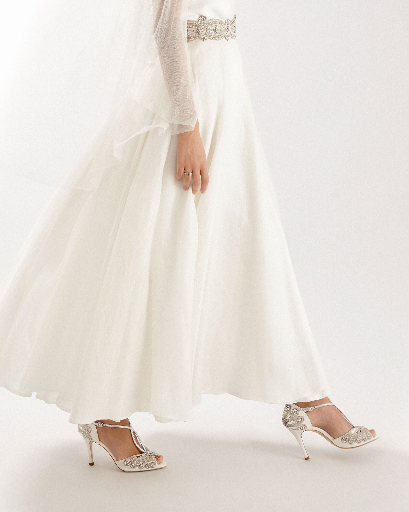 Cinderella High Heel Bridal Shoe Embellished Ivory Bridal Sandals  image