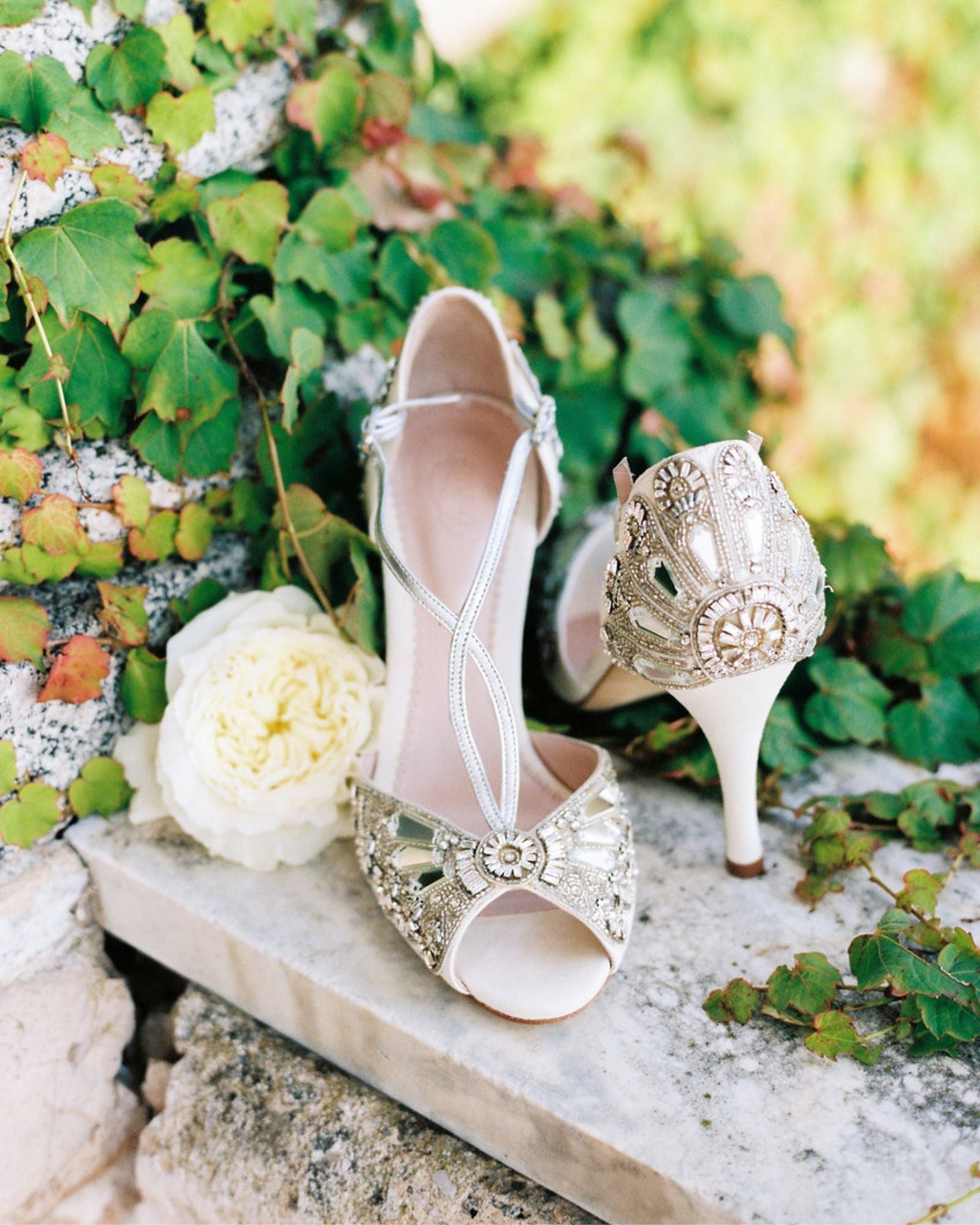 Cinderella Mid Heel Bridal Shoe Mid-Heel Beaded Bridal Sandals  image