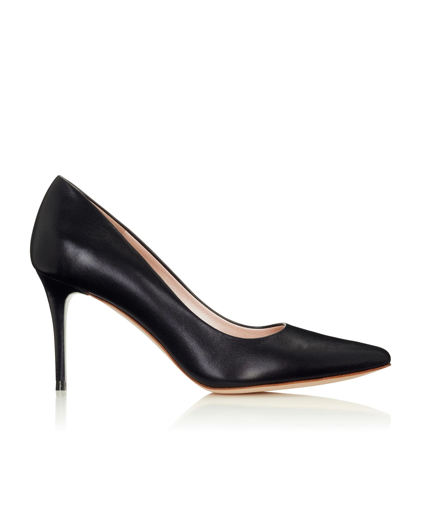 Claudia Black Leather Fashion Shoe Black Pointed Court Shoe  image