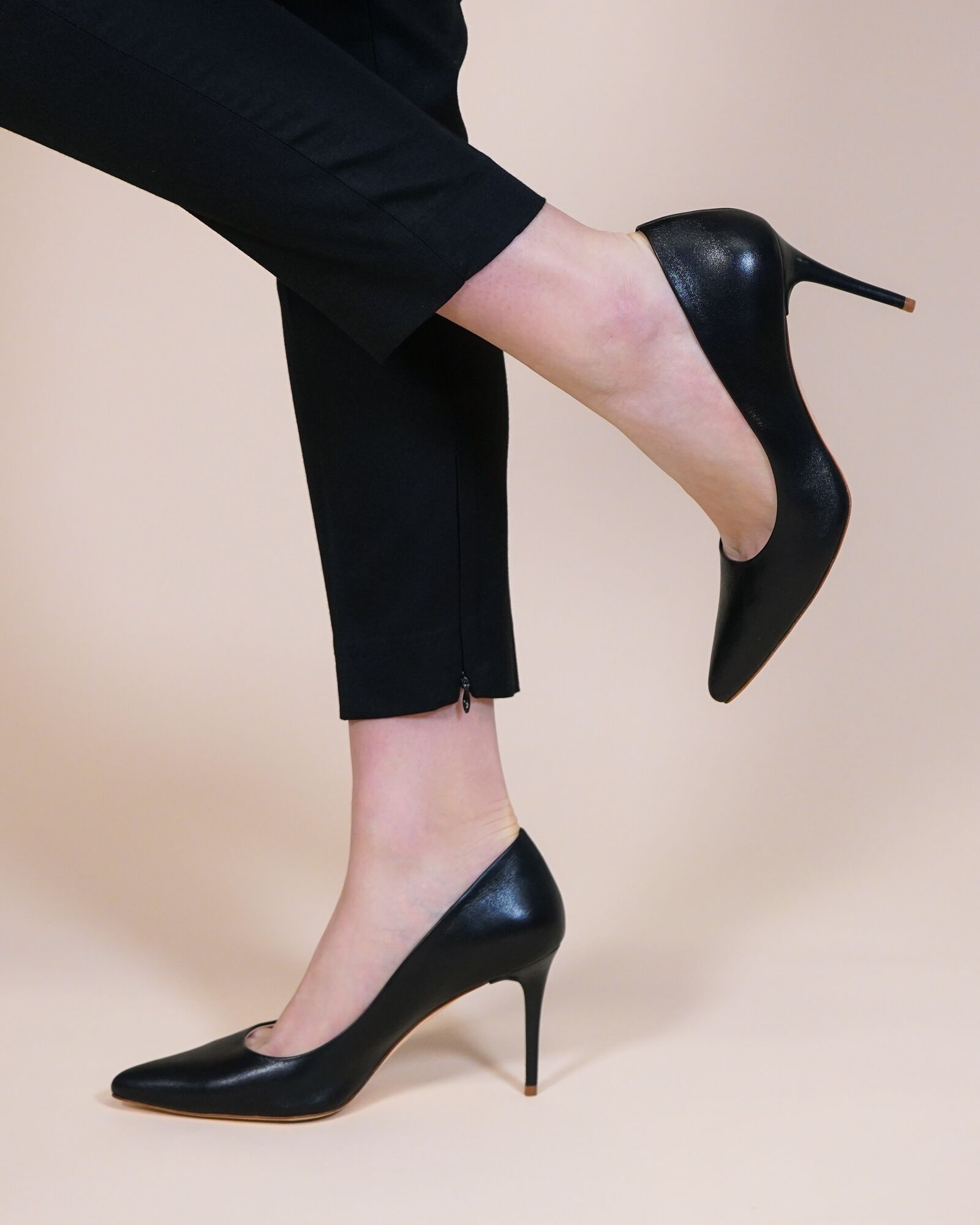 Claudia Mid Heel Fashion Shoe Black Pointed Court Shoe  image