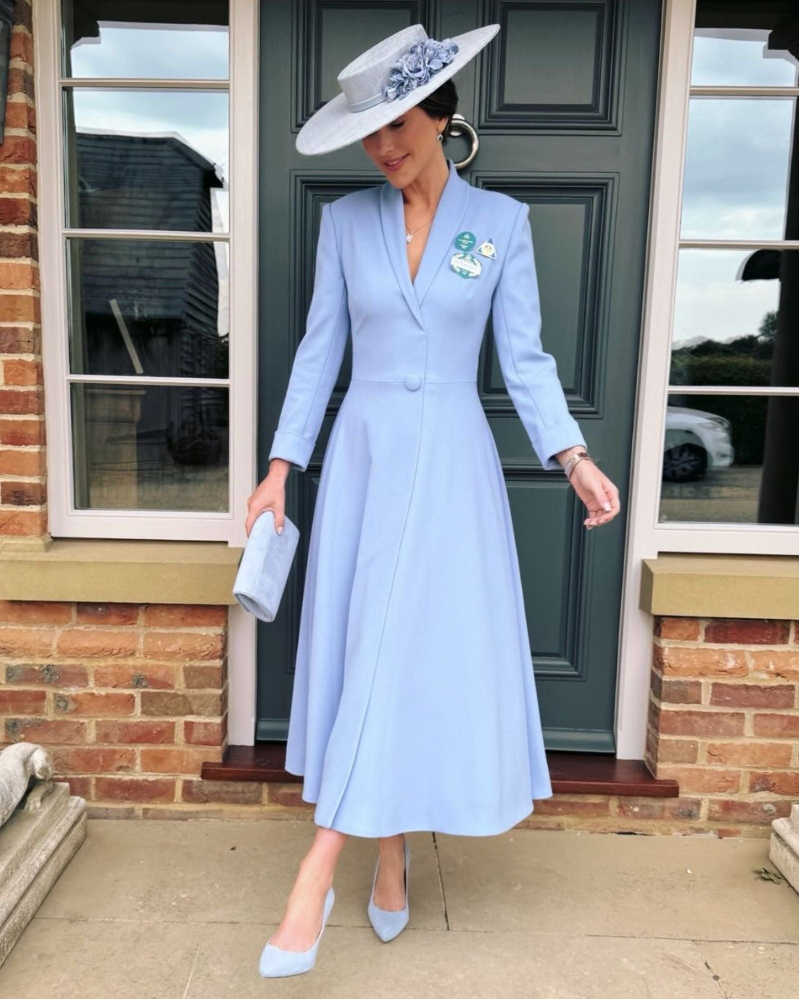 Claudia Powder Blue Suede Mid Heel | Emmy London Claudia Powder Blue Suede Mid Heel | Emmy London