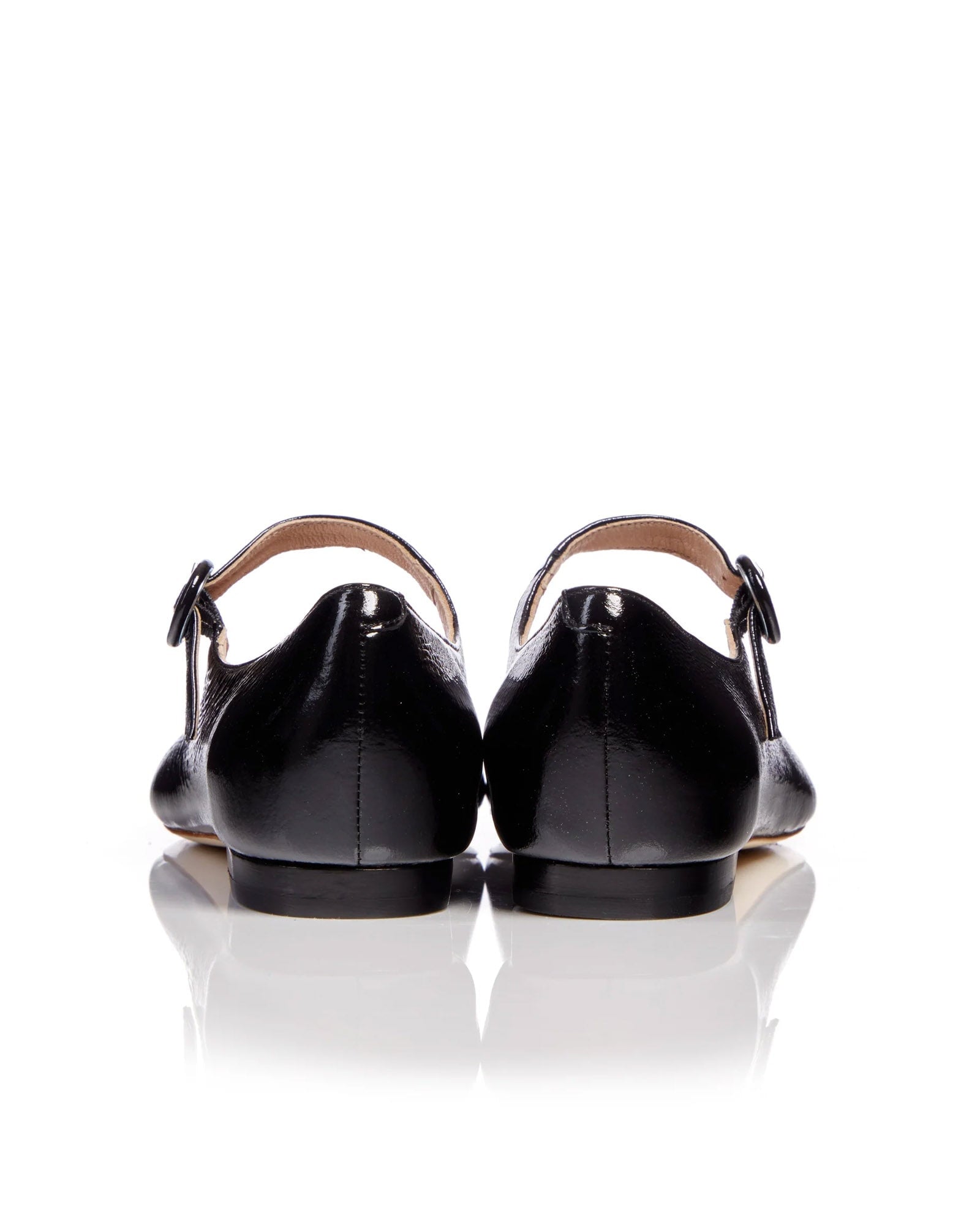 Eden Flat Patent Black Leather Fashion Shoe Black Leather Flat Shoe  image