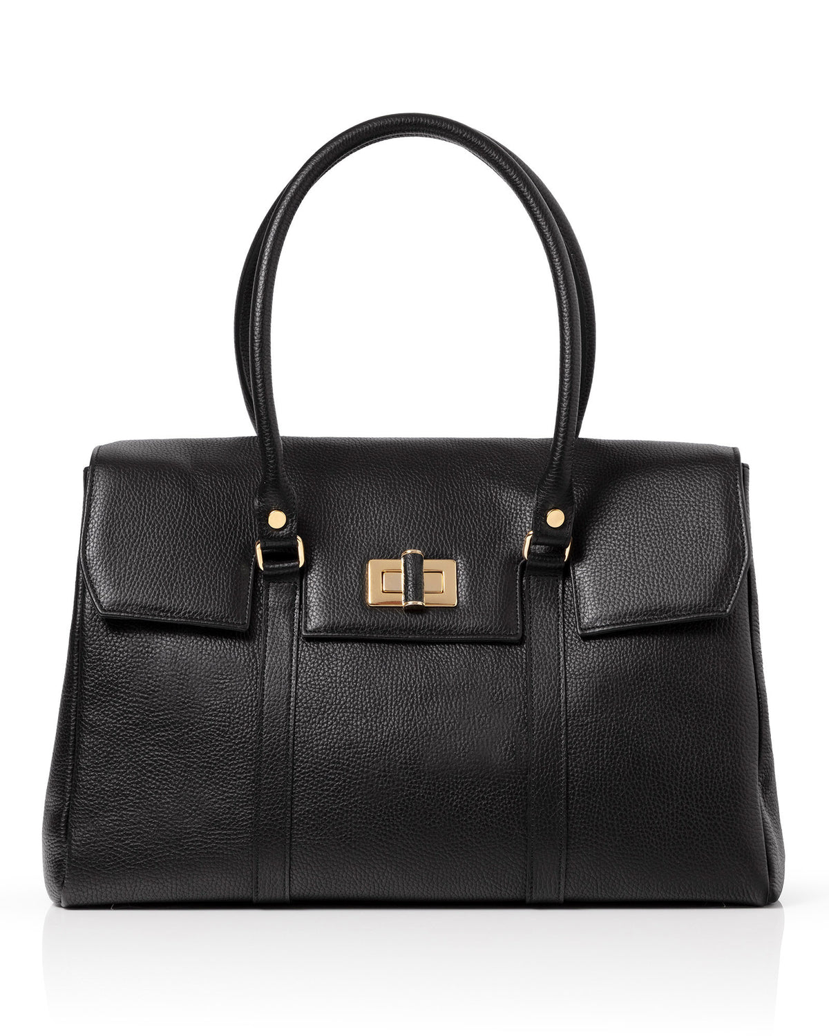 Eleanor Black Textured Leather Handbag