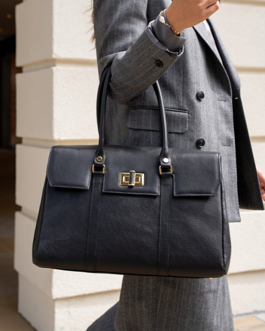 Eleanor Black Textured Leather image