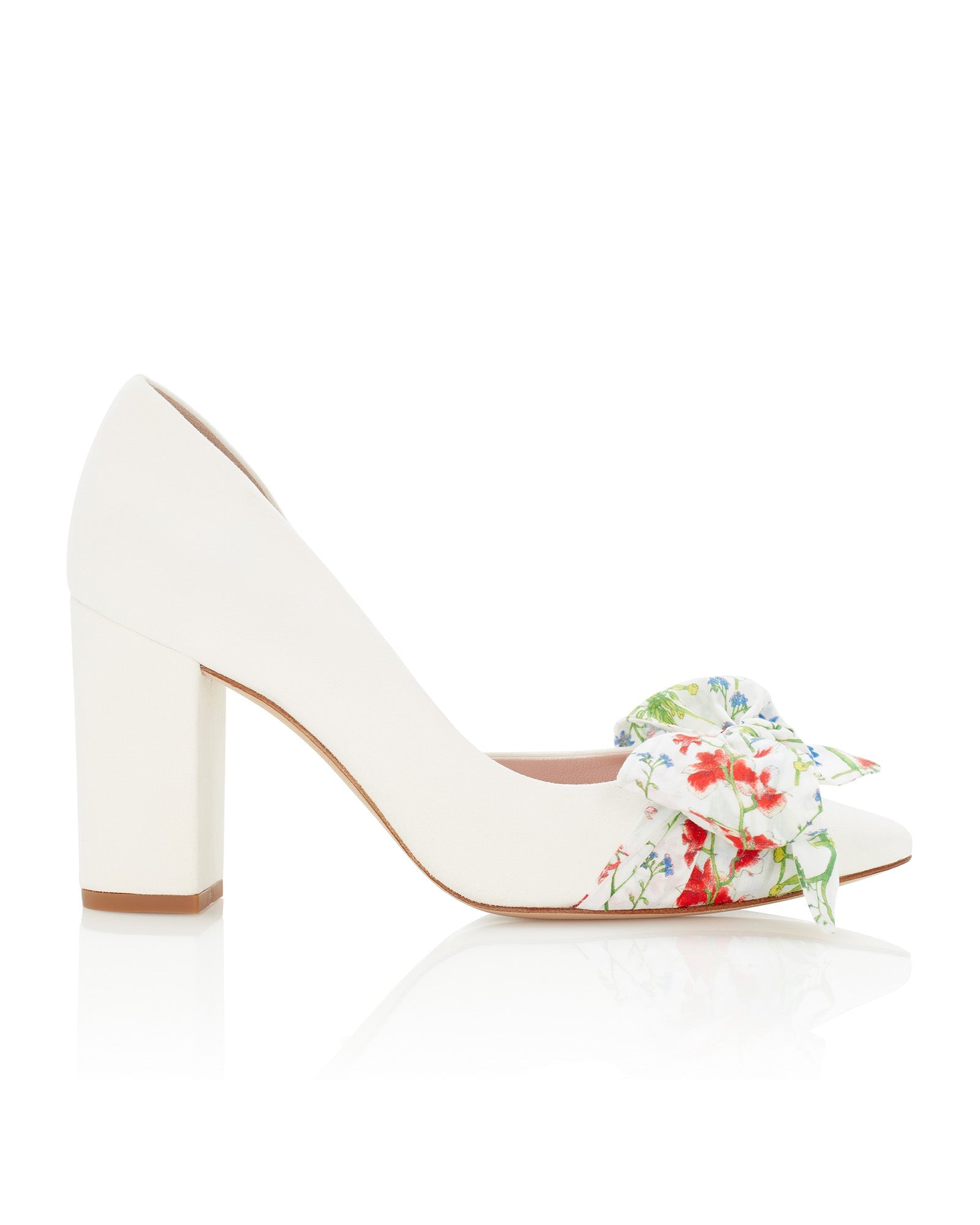 Florence Meadow Block Fashion Shoe Ivory Suede Shoes with Liberty Print Bow  image