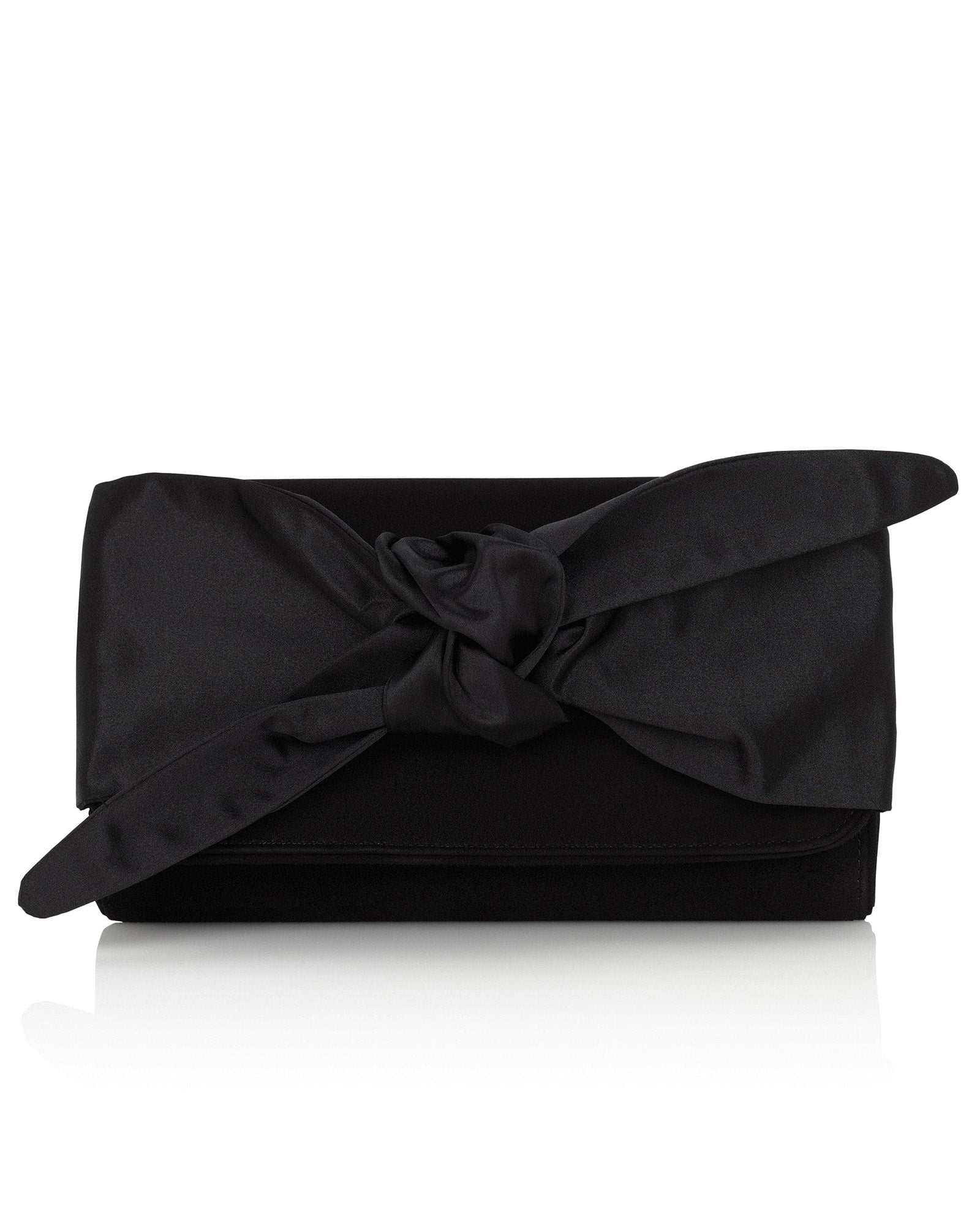 Florence Clutch Jet Black Occasion Bag Evening Clutch with Satin Bow  image