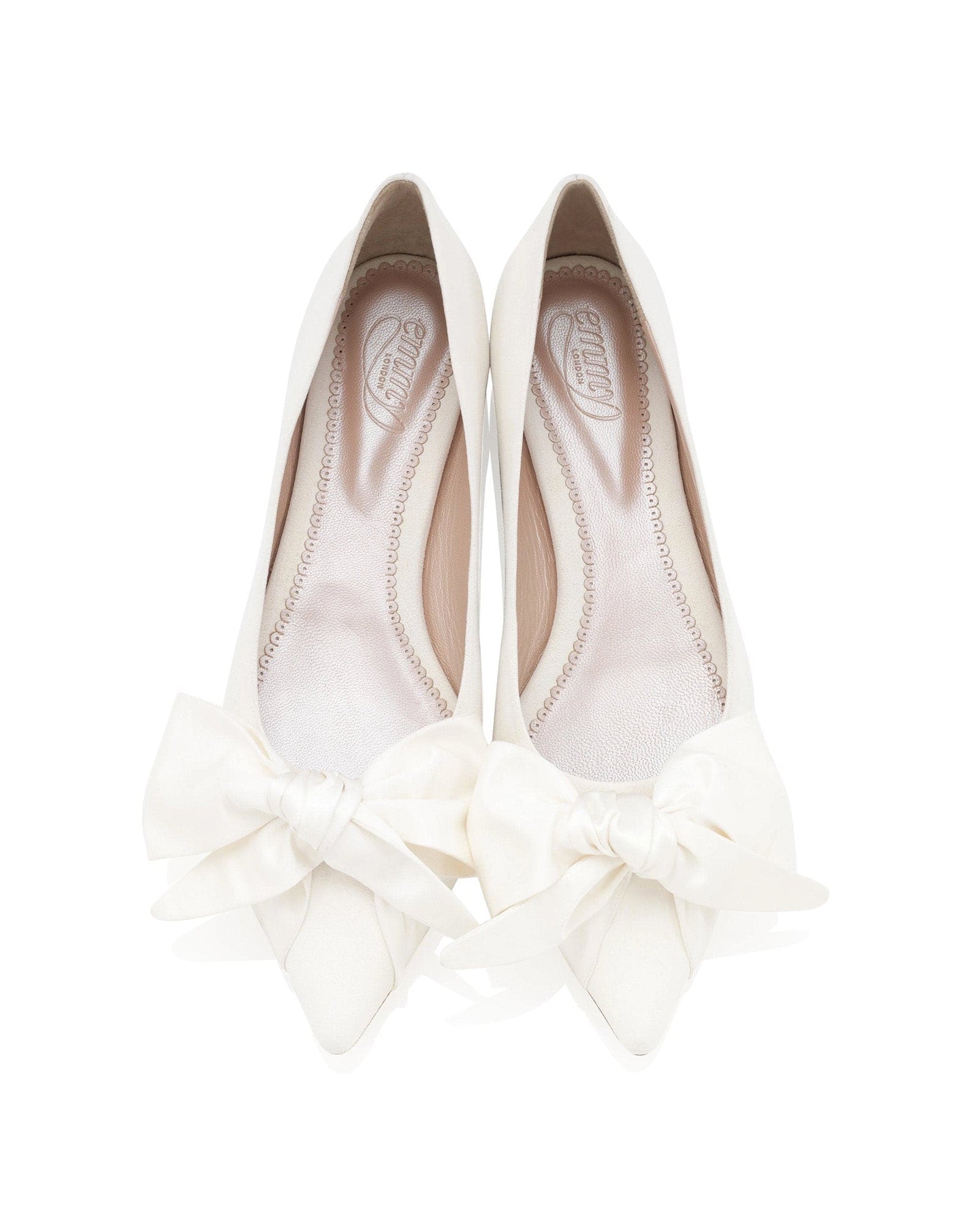Florence Flat Ivory Bridal Shoe Flat Wedding Shoes With Bow  image