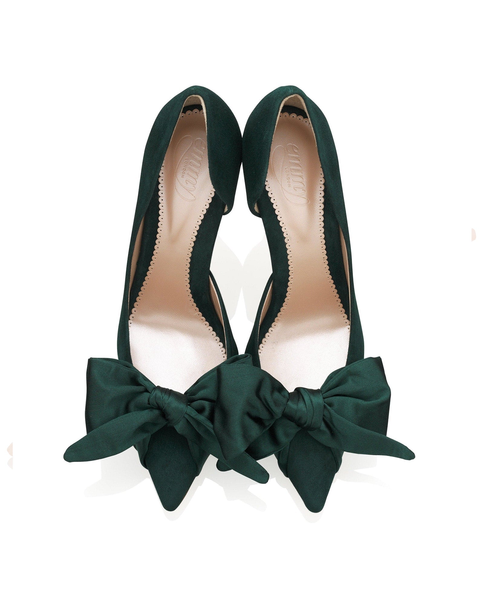 Florence Greenery Mid Fashion Shoe Green Suede Court Shoe with Satin Bow  image