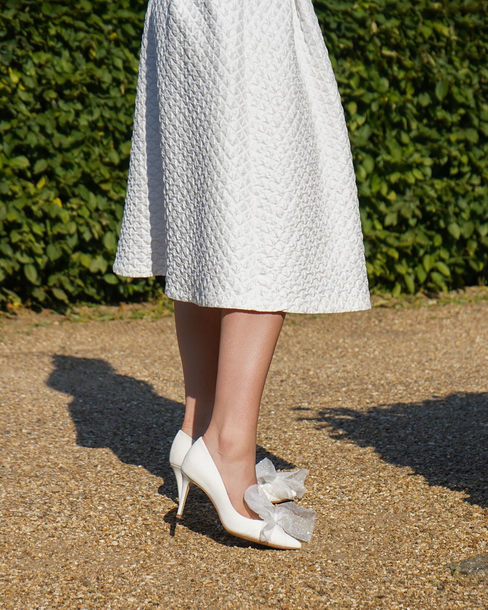 Florence Sparkle Mid Heel Bridal Shoe Ivory Bridal Shoes With Bow  image