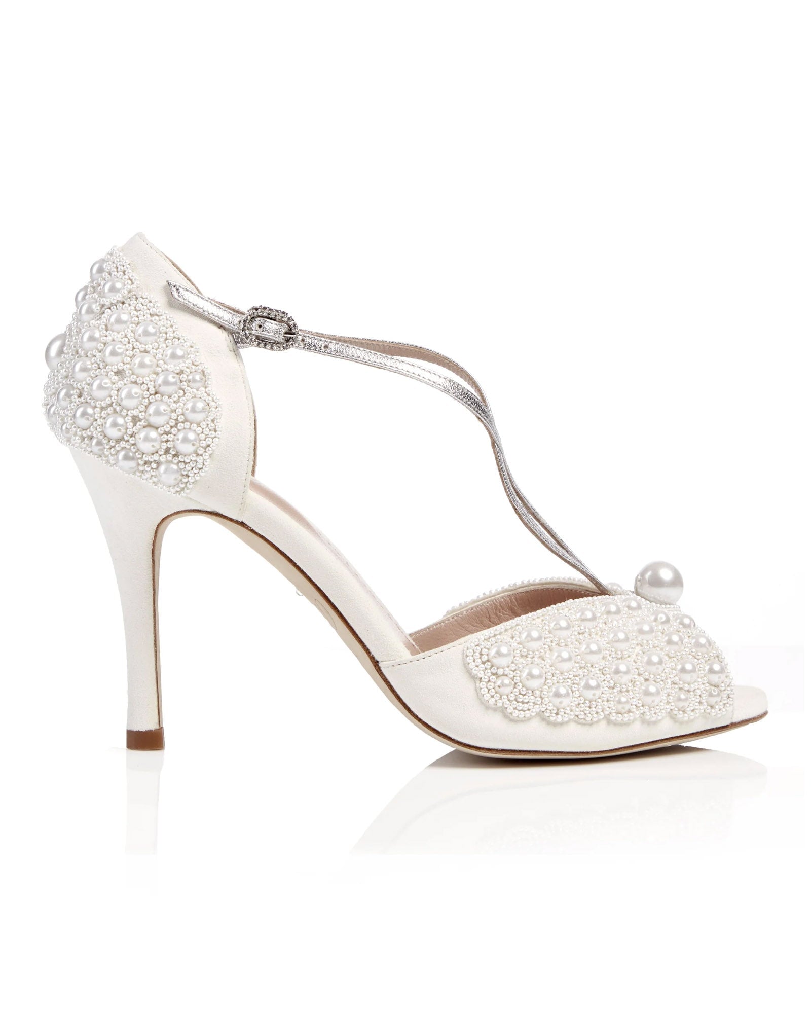 Gabriella Pearl Ivory Suede High Heel Emmy London