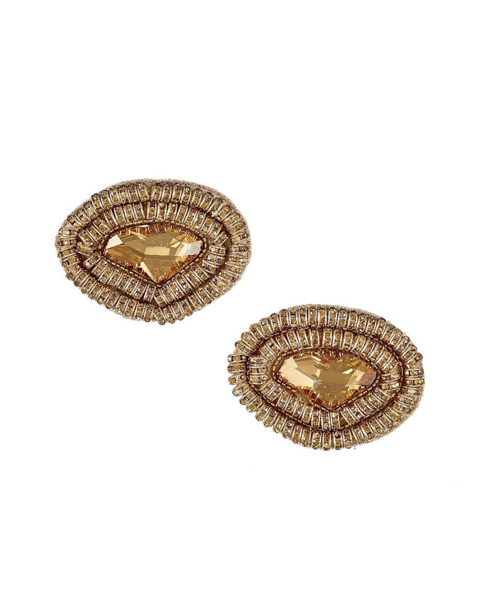 Gold Crystal Pebble Shoe Clips Emmy London - Main Image