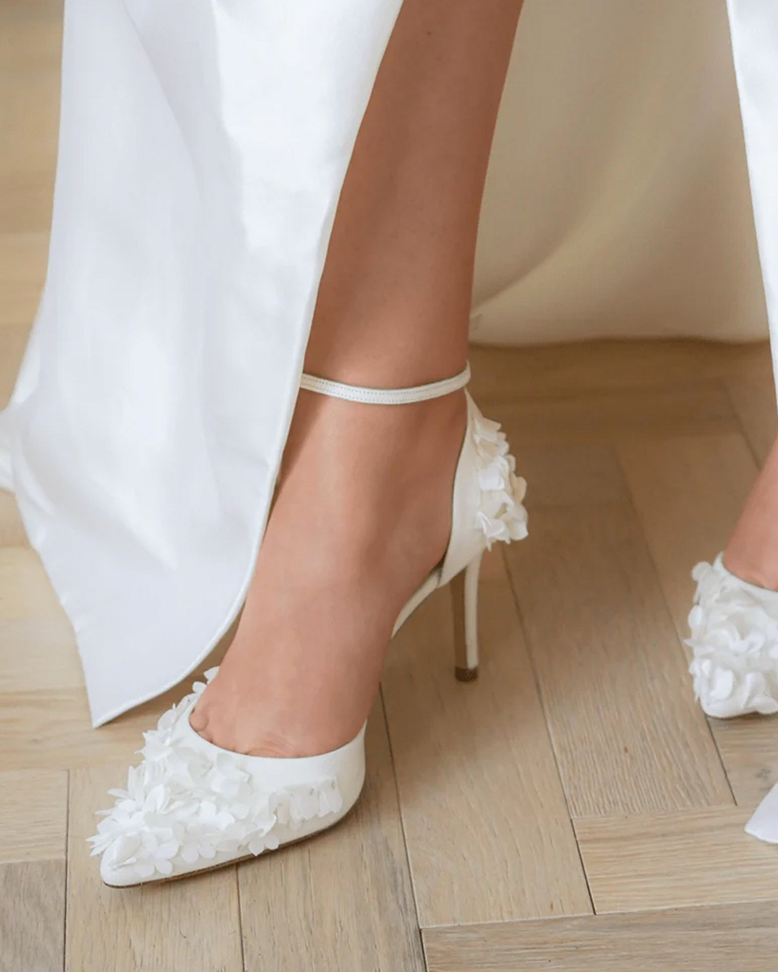 Harriet Petal Mid Heel Bridal Shoe Overlay Suede Bridal Shoes  image