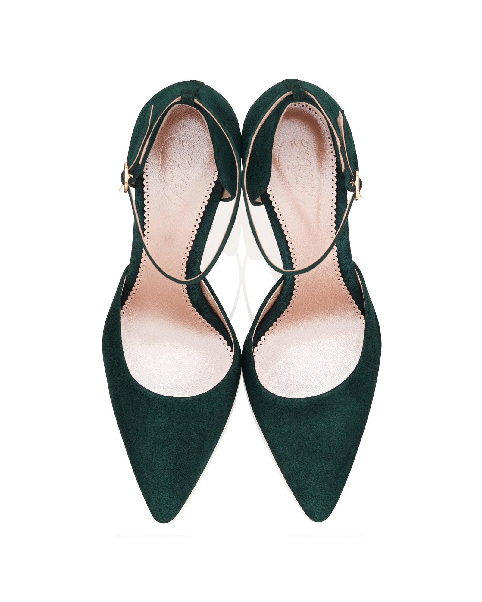 Harriet Greenery Fashion Shoe Dark Green Suede Court Shoes  image