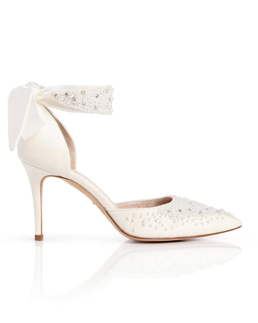 Harriet Beaded Pearl Ivory Suede image