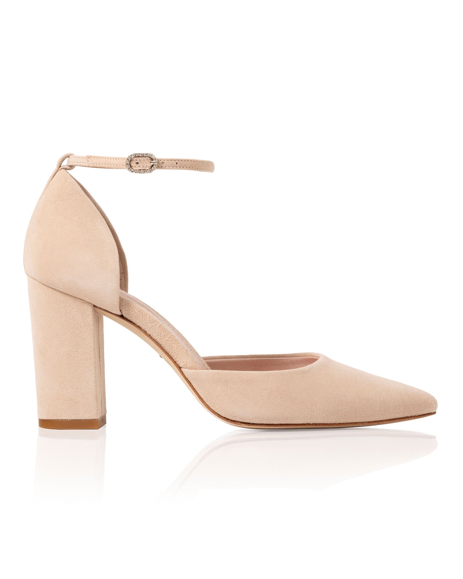 Beige high-heeled shoe on a white background image