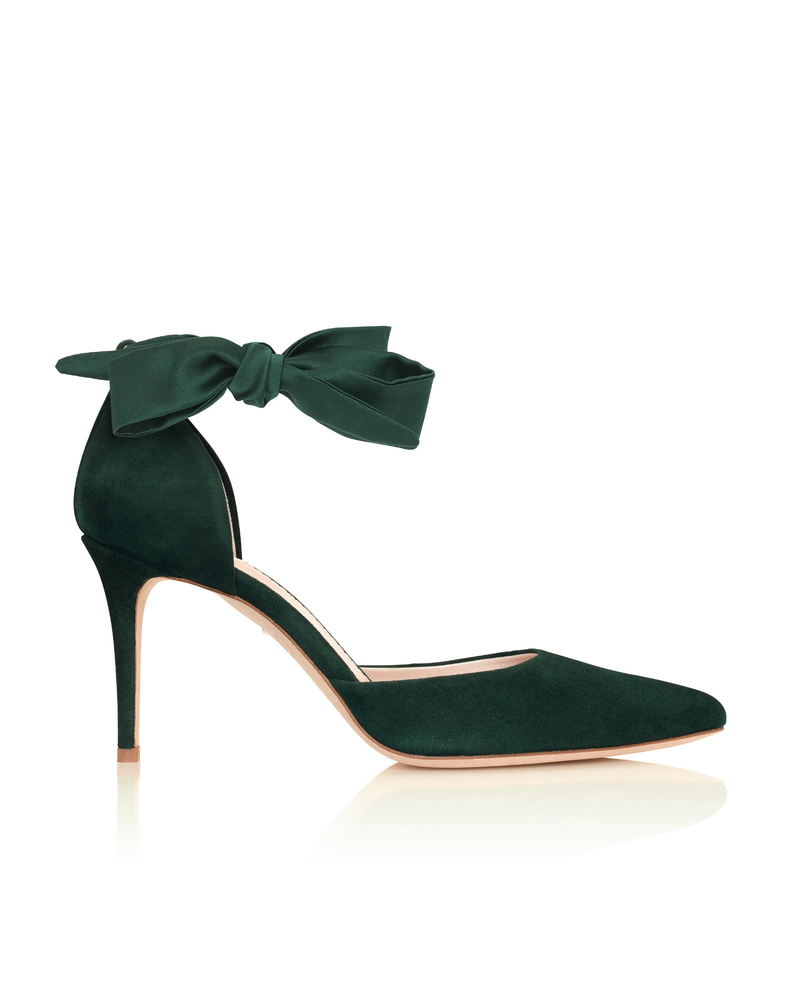 Harriet Mid Heel Fashion Shoe Dark Green Suede Court Shoes  image