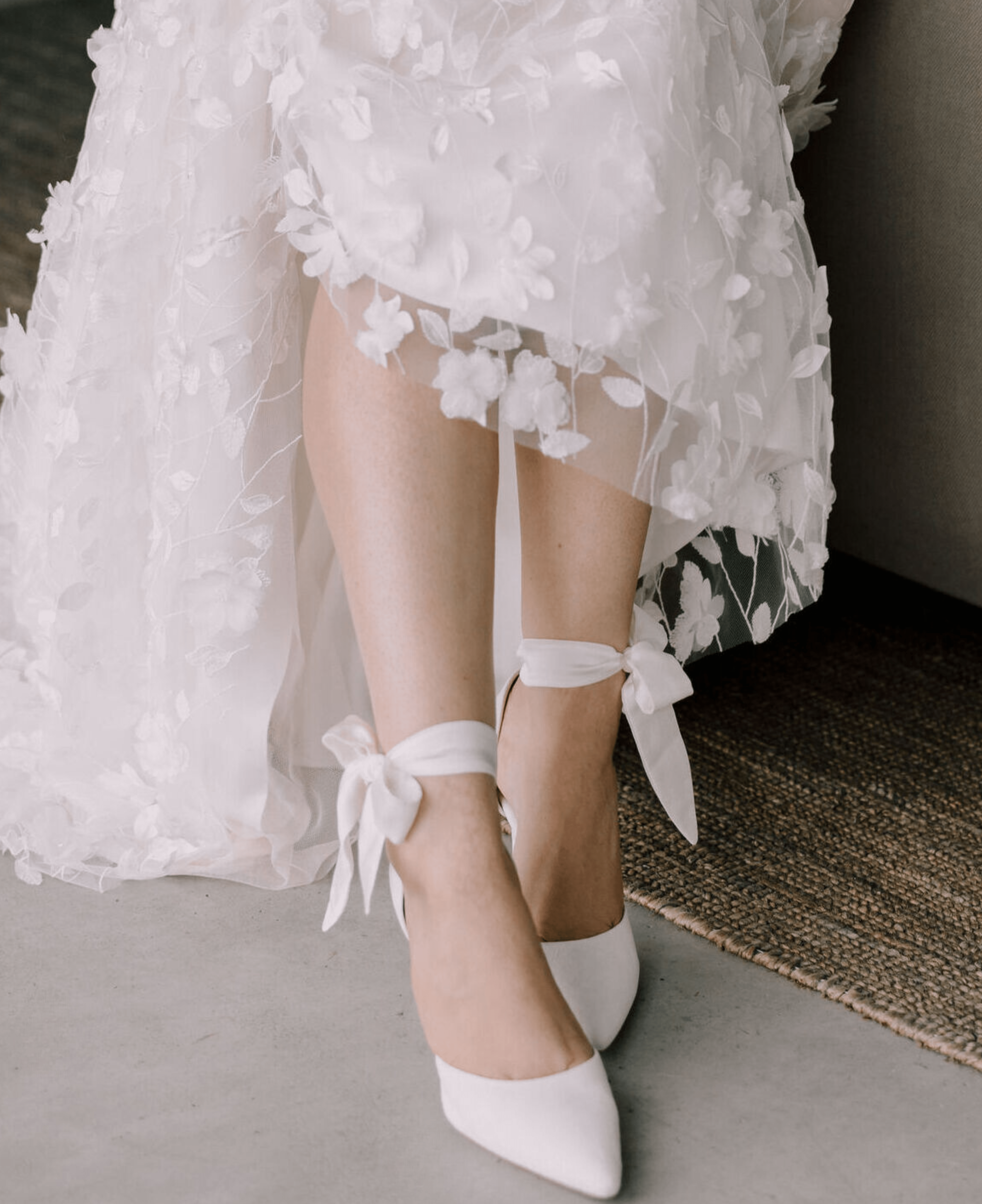 Harriet Low Block Heel Bridal Shoe Ivory Suede Block Heels  image