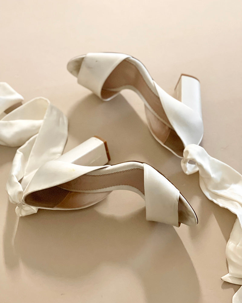 "After the wedding they were a bit dirty, but not damaged. I wanted to find a way to wear them again as they were the most comfortable heels I've ever worn." card image
