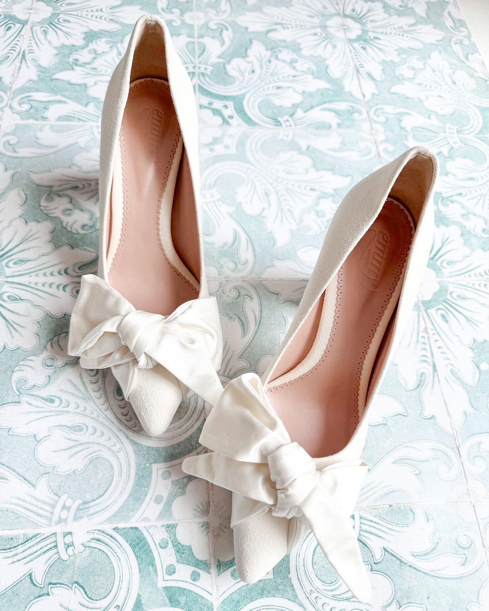 Florence Ivory Suede Mid Block Heel Emmy London