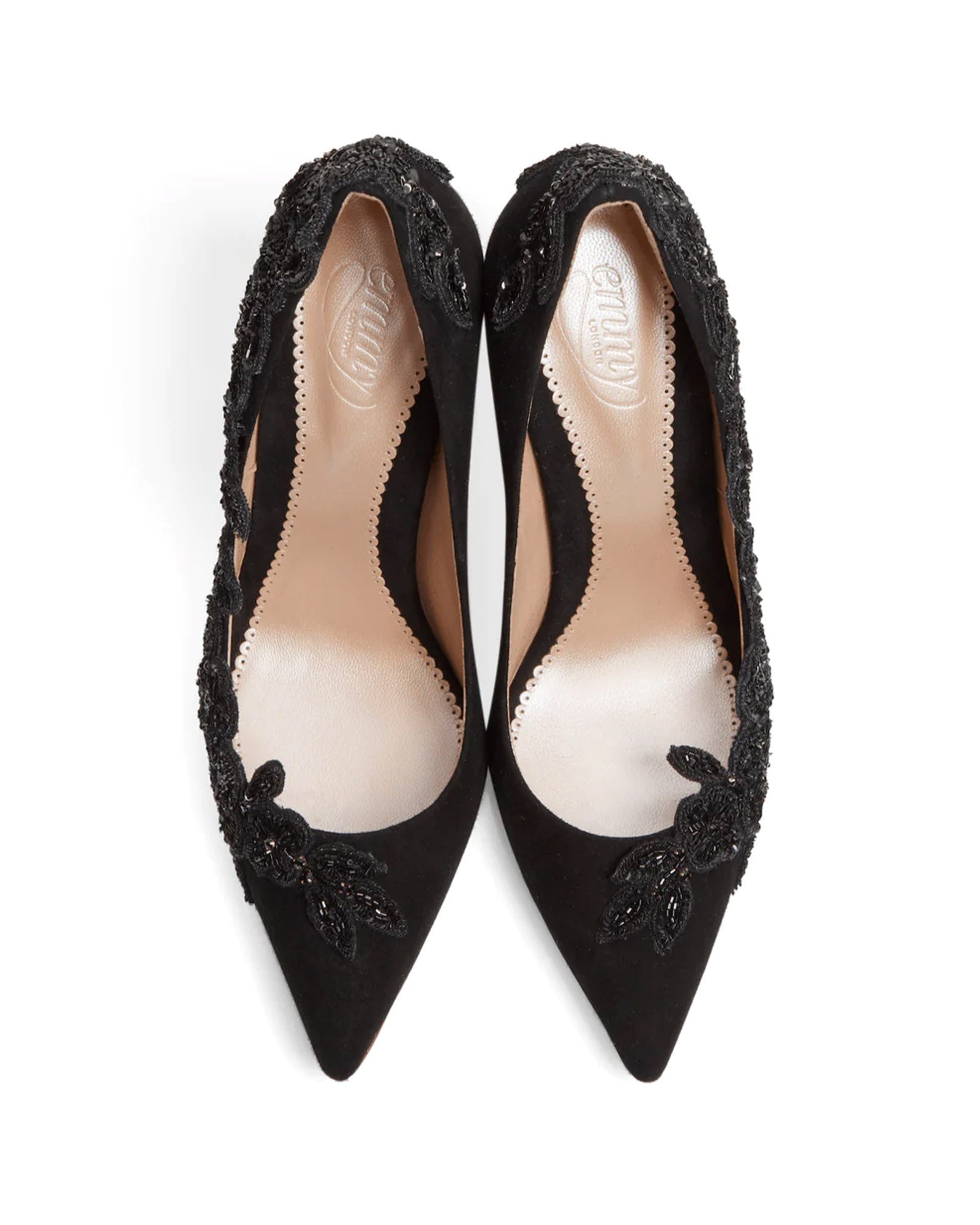 Isadora Jet Black Fashion Shoe Floral Embellished Shoe  image