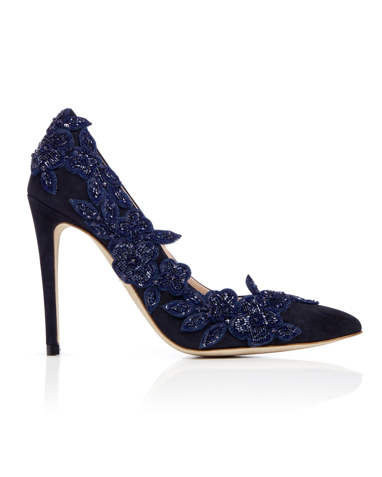 Isadora Midnight Navy Fashion Shoe Floral Embellished Shoe  image