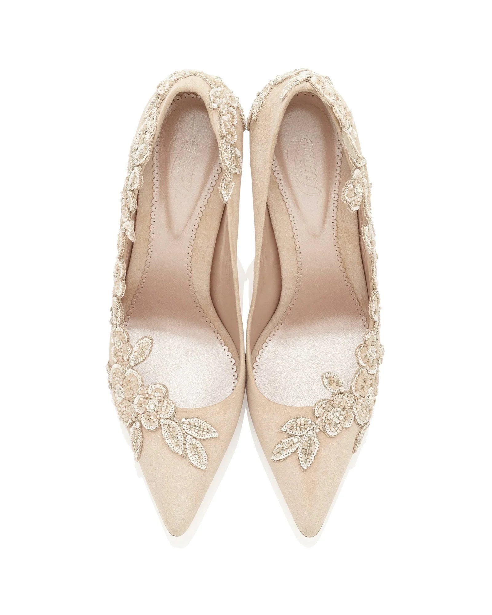 Isadora Mid Heel Bridal Shoe Floral Embellished Nude Shoes  image