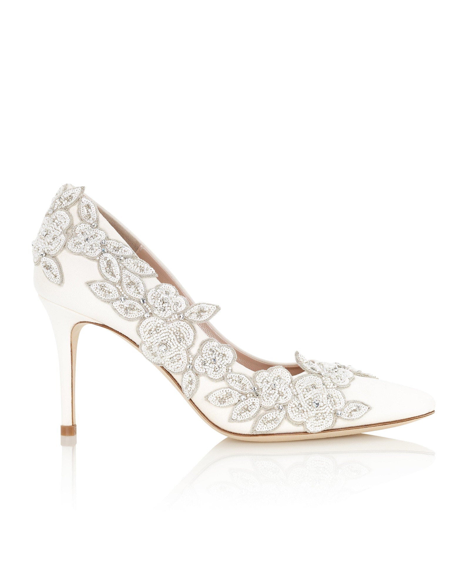 Isadora Ivory Mid Bridal Shoe Floral Embellished Ivory Shoes  image